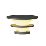 Modern Round Outdoor Pillar Lights in Black Stainless Steel