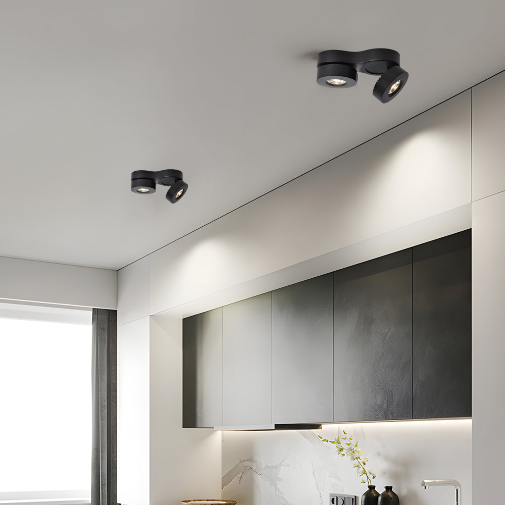 Aria Dual-Head Adjustable LED Ceiling Spotlight in White or Black