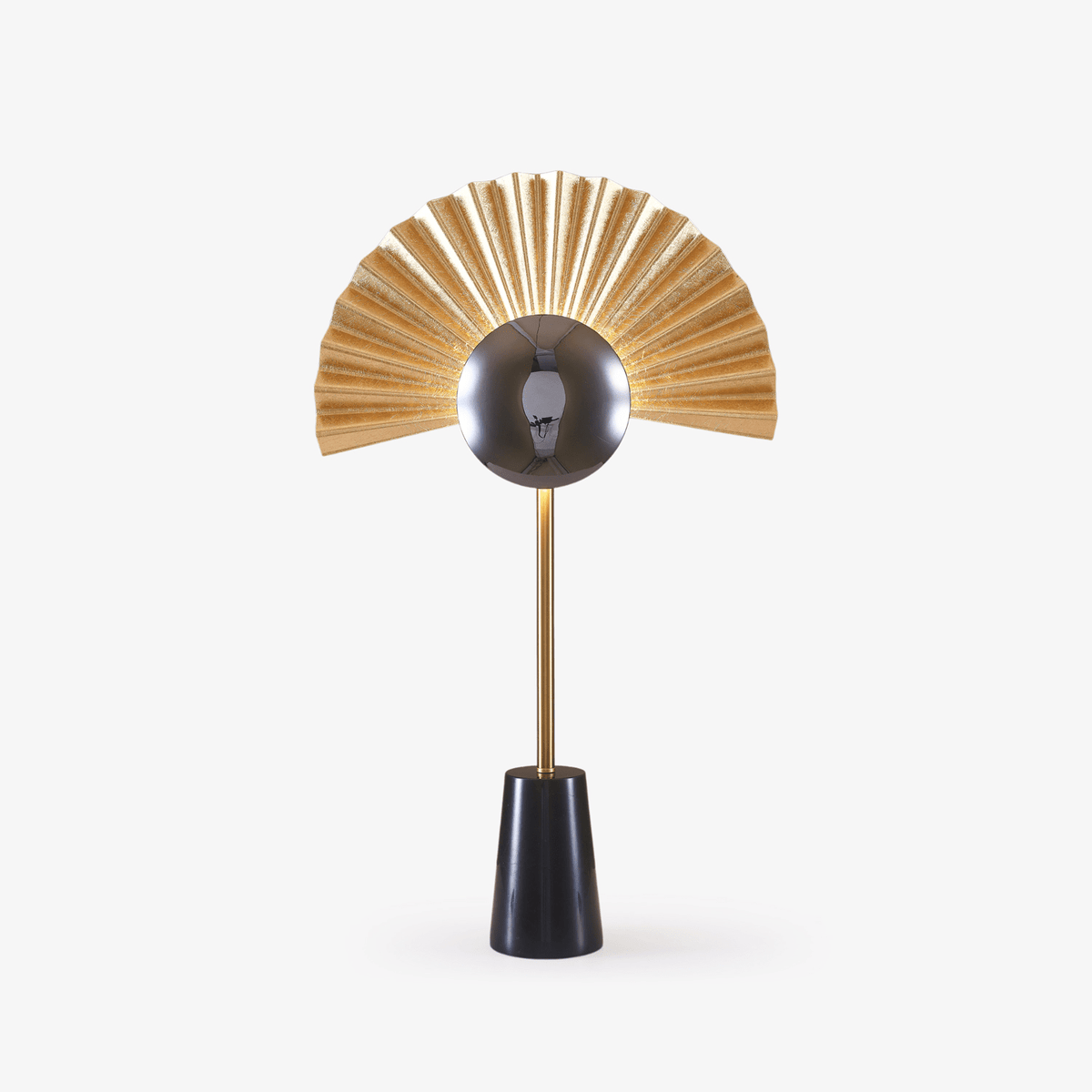 Gilded Fan Table Lamp – Modern Gold Metal Accent Light for Bedroom & Living Room