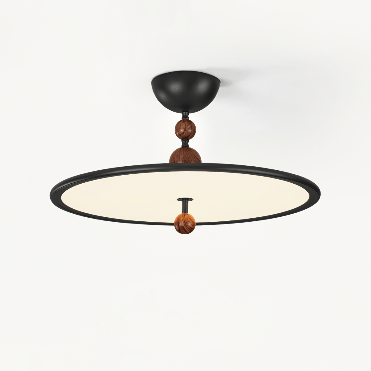 Eclipsa Modern LED Flush Mount Ceiling Light in Black and Walnut