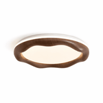 Wavora LED Ceiling Light in Walnut Wood Grain Finish, Modern Flush Mount for Living Room and Bedroom