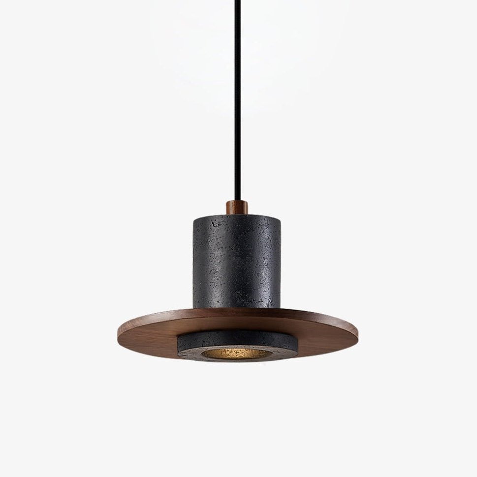 Fedora Stacked Pendant Light in Walnut and Travertine