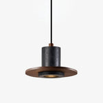Fedora Stacked Pendant Light in Walnut and Travertine