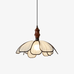 Petaline Whisper Pendant Light – Modern Fabric & Wood Designer Lamp