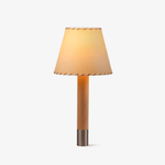Stitched Table Lamp with Natural Parchment Shade and Wooden Base
