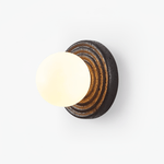 Lunara Black Travertine Wall Sconce with Opal Glass Globe