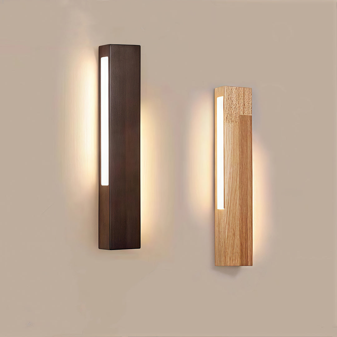 Japanese Wood & Aluminum LED Wall Sconce for Bedside and Hallway