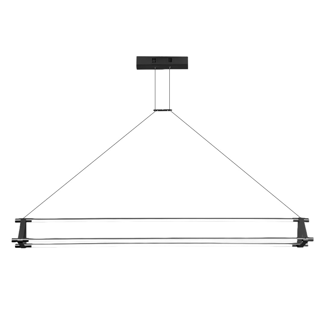 Slim Linear LED Pendant Light with Dimmable Brass Finish for Kitchen Island