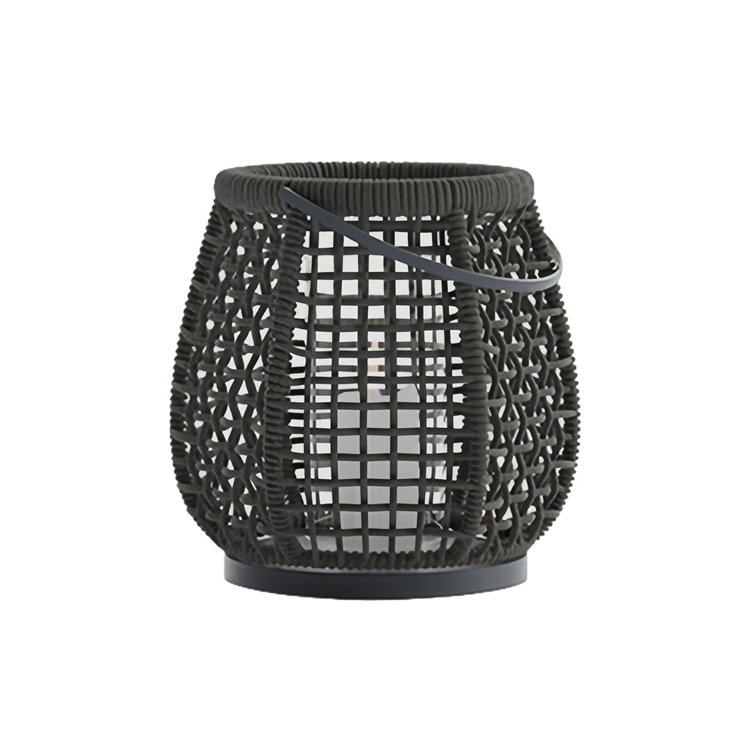 Woven Outdoor Lantern Floor Lamp with Handle, Portable Patio Lighting