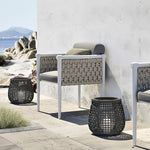 Woven Outdoor Lantern Floor Lamp with Handle, Portable Patio Lighting