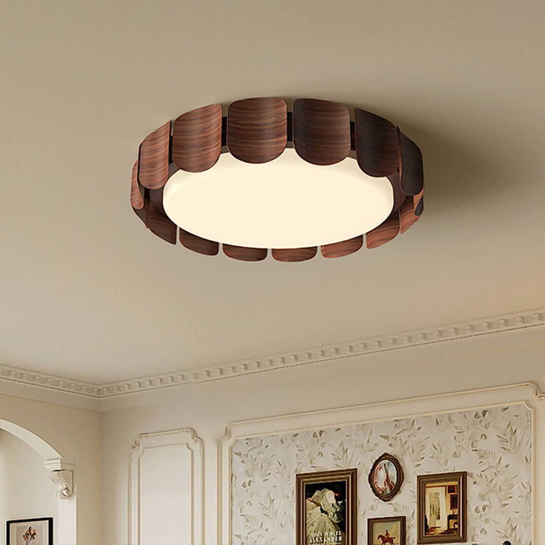 Nordic Wood Flush Mount Ceiling Light with Full Spectrum LED