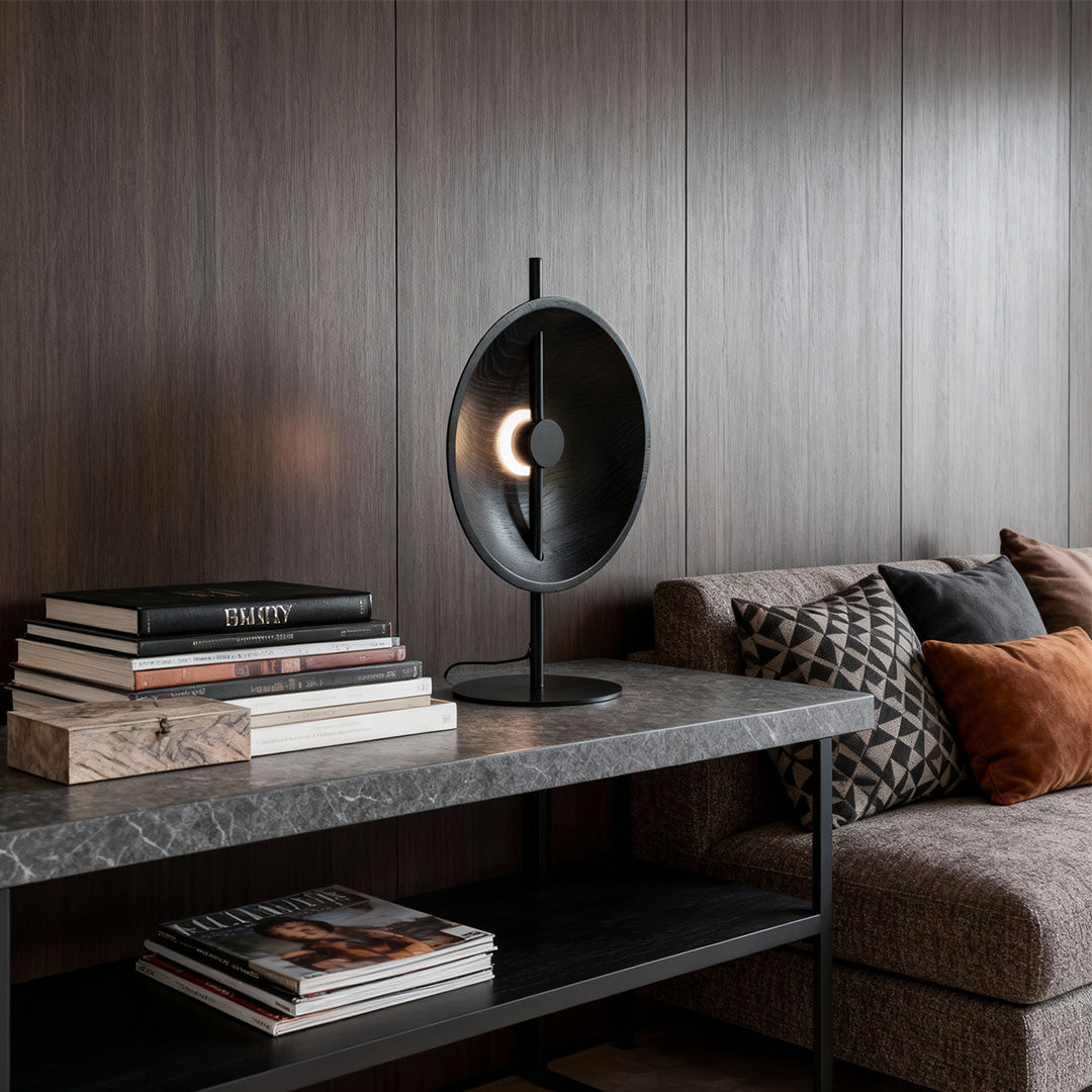 Modern Wood Table Lamp with Warm LED Light for Bedroom and Living Room