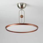 Orbito Semi Flush Ceiling Light in Walnut Wood Grain and Nickel