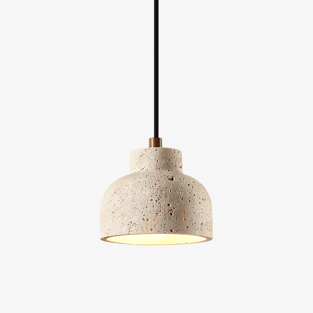 Travertine Bell Pendant Light, Natural Stone Hanging Lamp for Kitchen Island and Dining Room