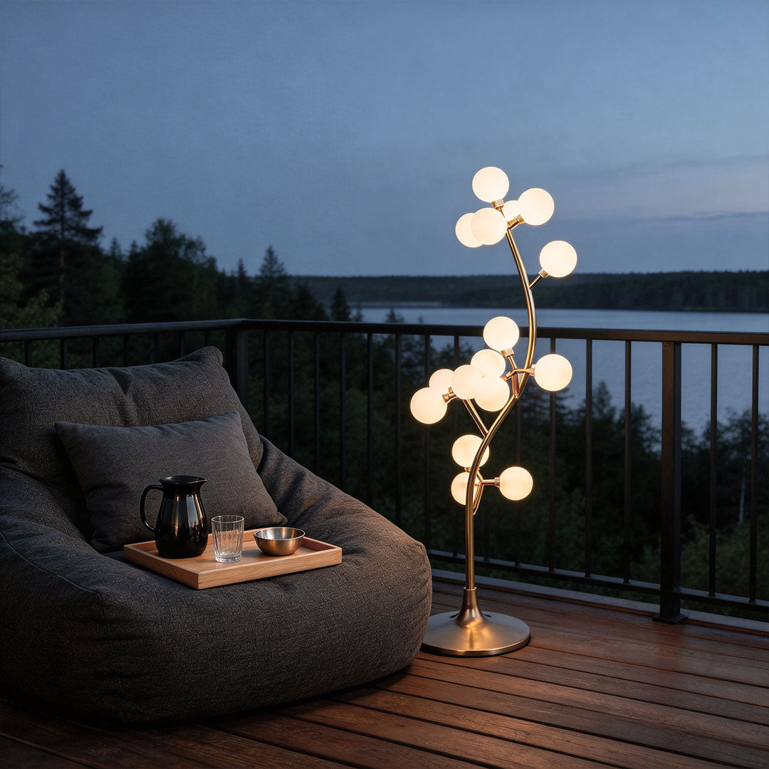 Cotton Tree Floor Lamps, Set of 6 – Gold Iron Sculptural Lighting for Weddings and Interiors