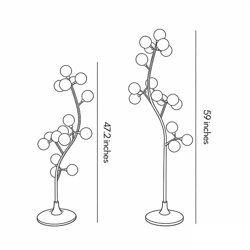 Cotton Tree Floor Lamps, Set of 6 – Gold Iron Sculptural Lighting for Weddings and Interiors