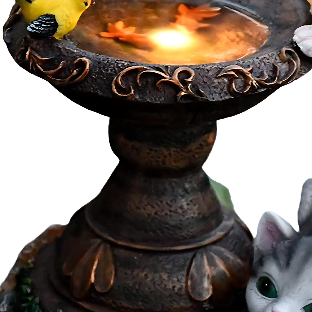 Handcrafted Resin Cat Solar Garden Lights with Warm LED Glow