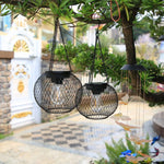Solar-Powered Iron Lantern Hanging Lights for Outdoor Ambiance