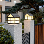 House-Shaped Outdoor Pillar Light in Black Stainless Steel