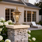 European Glass Pillar Light in Solid Copper for Outdoor Entryways