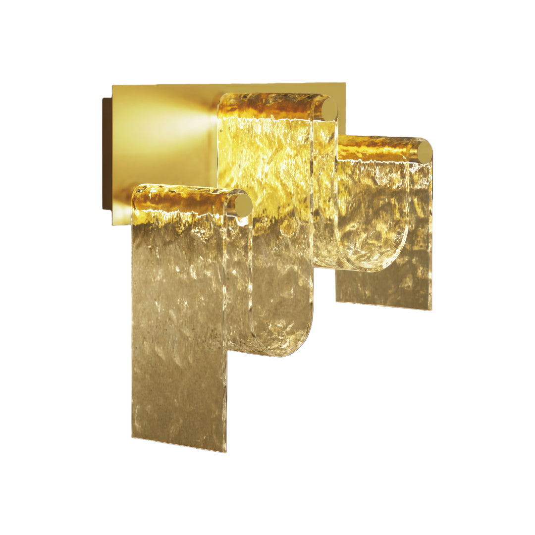 Aurelia Gold LED Wall Sconce with Amber Glass – Italian Modern