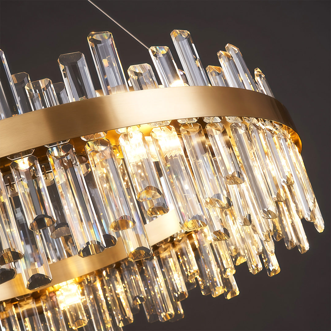 Aurelia Crystal Chandelier — Nordic Modern Ceiling Light in Copper, Nickel, or Black
