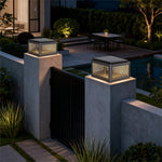 Modern Square Pillar Gate Light with Solar & Hardwired Options