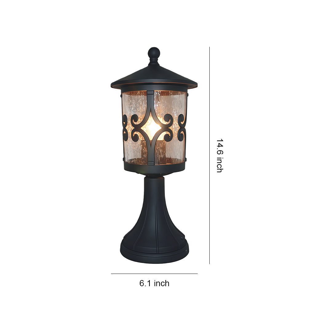 European Aluminum Outdoor Pillar Light with Clear Glass Shade
