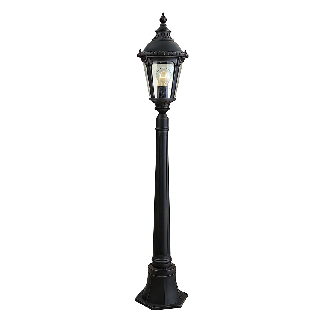 Modern European Post Light with Clear Glass Shade for Pathways and Patios