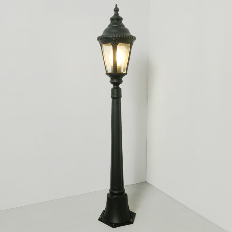 Modern European Post Light with Clear Glass Shade for Pathways and Patios