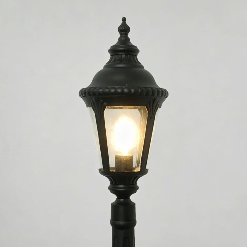 Modern European Post Light with Clear Glass Shade for Pathways and Patios