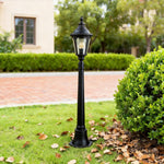 Modern European Post Light with Clear Glass Shade for Pathways and Patios