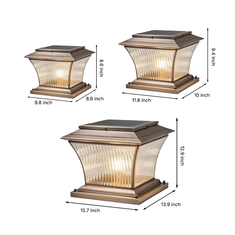 European Copper Outdoor Pillar Light with Brass Finish, IP65 Waterproof for Garden and Villa