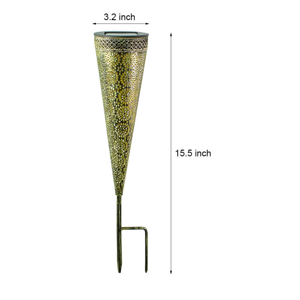 Solar-Powered Floral Cutout Garden Stake Lights, Set of Two in Black