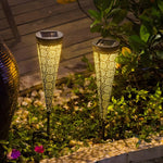 Solar-Powered Floral Cutout Garden Stake Lights, Set of Two in Black