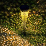 Solar-Powered Floral Cutout Garden Stake Lights, Set of Two in Black