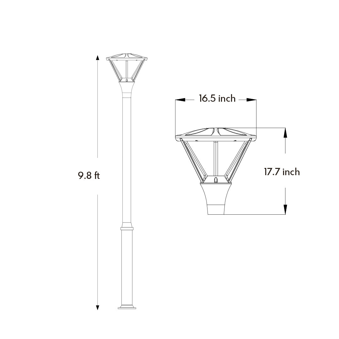 Modern LED Outdoor Lamp Post Light – 10ft Black Aluminum Garden Pole Light