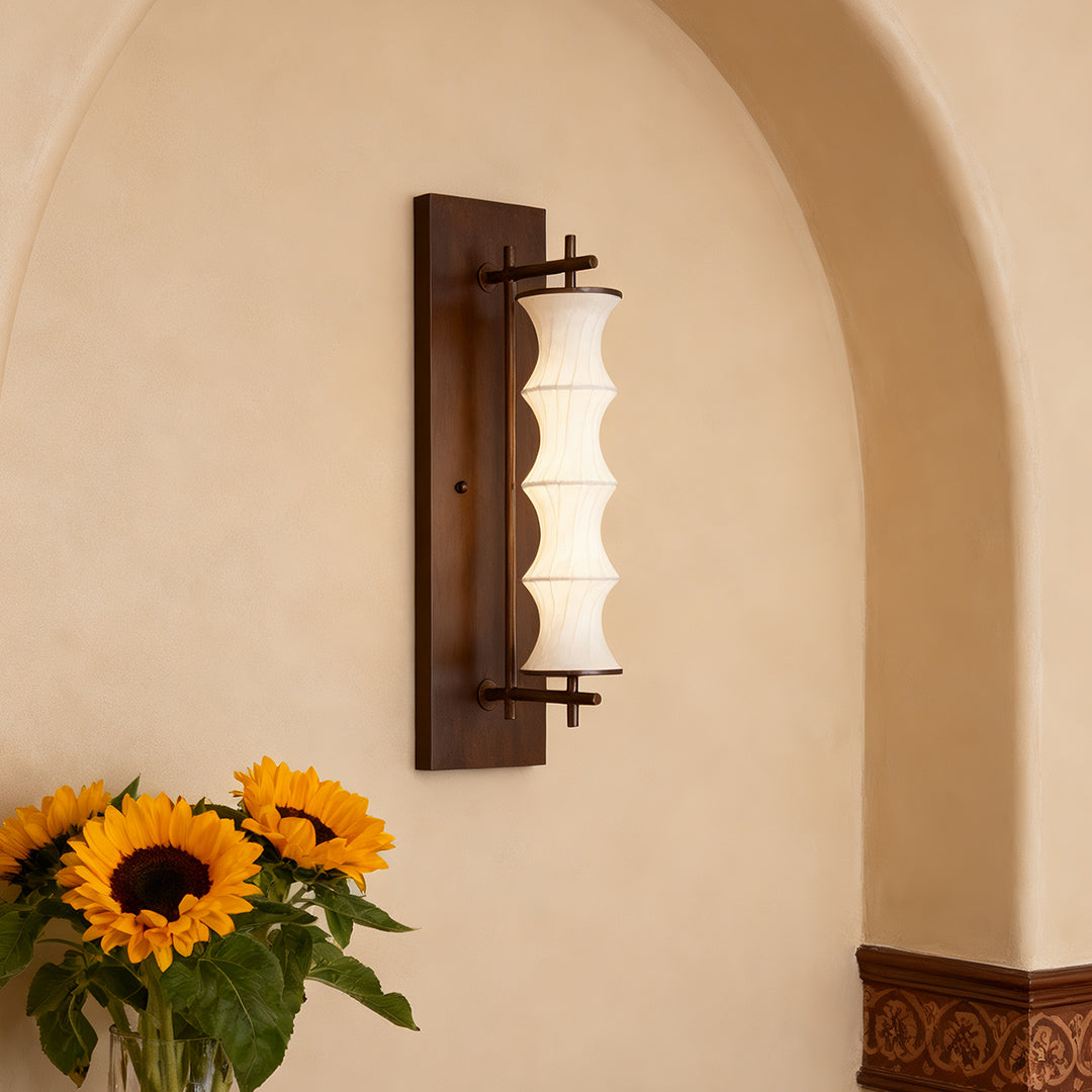 Bamboo Node Silk Wall Sconce in Walnut Finish – Warm LED Accent Light