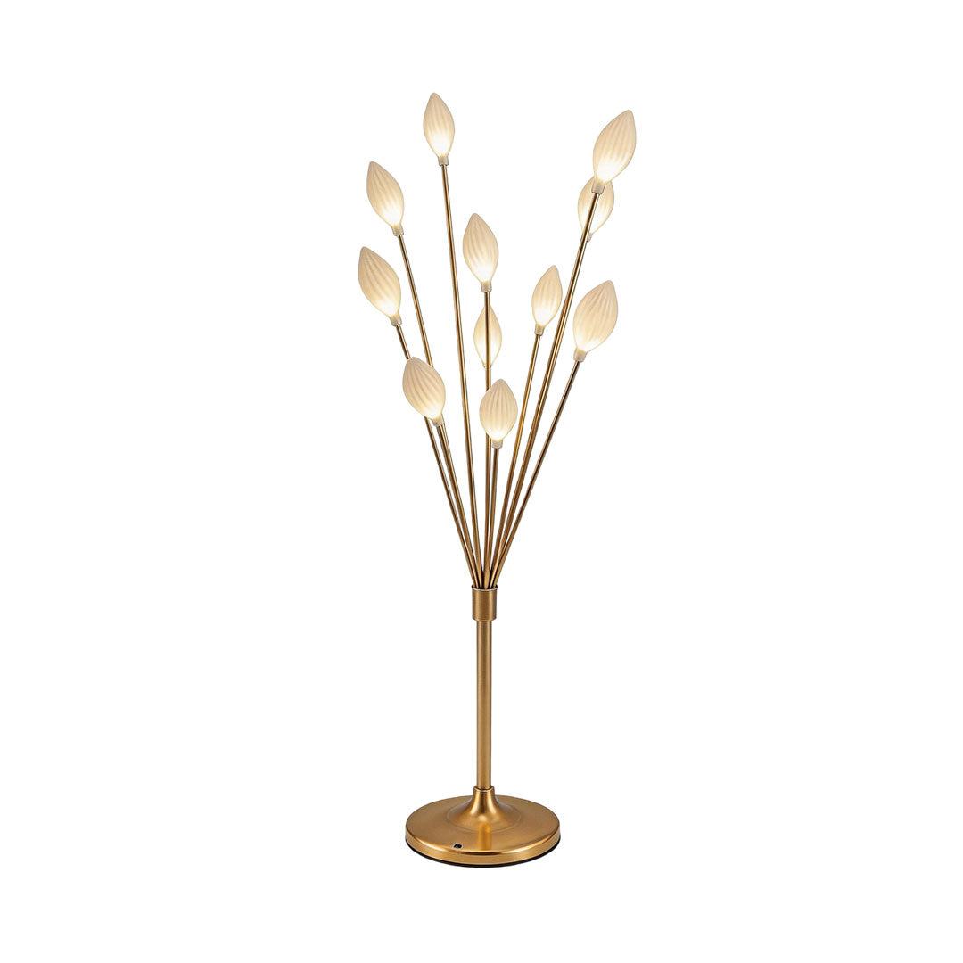 Olive Grove Floor Lamp in Gold Iron with White Shade