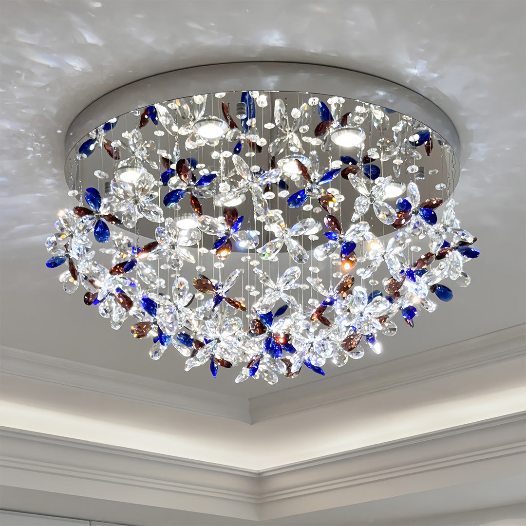 Lumière Cristal LED Flush Mount Ceiling Light in Silver Stainless Steel