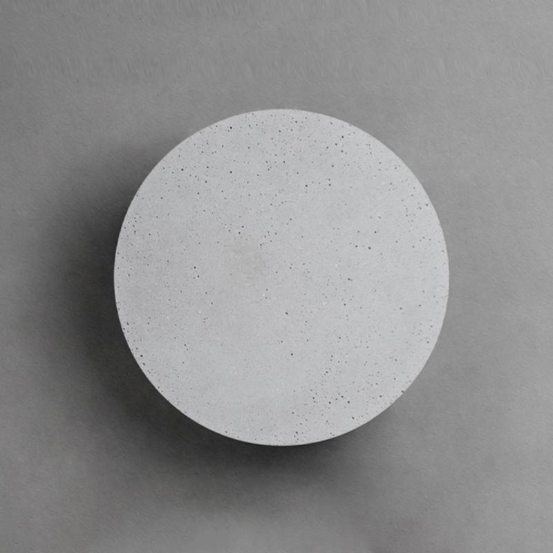 Outdoor Round Gray Concrete Led Wall Flush Lights Accent Landscape Lighting