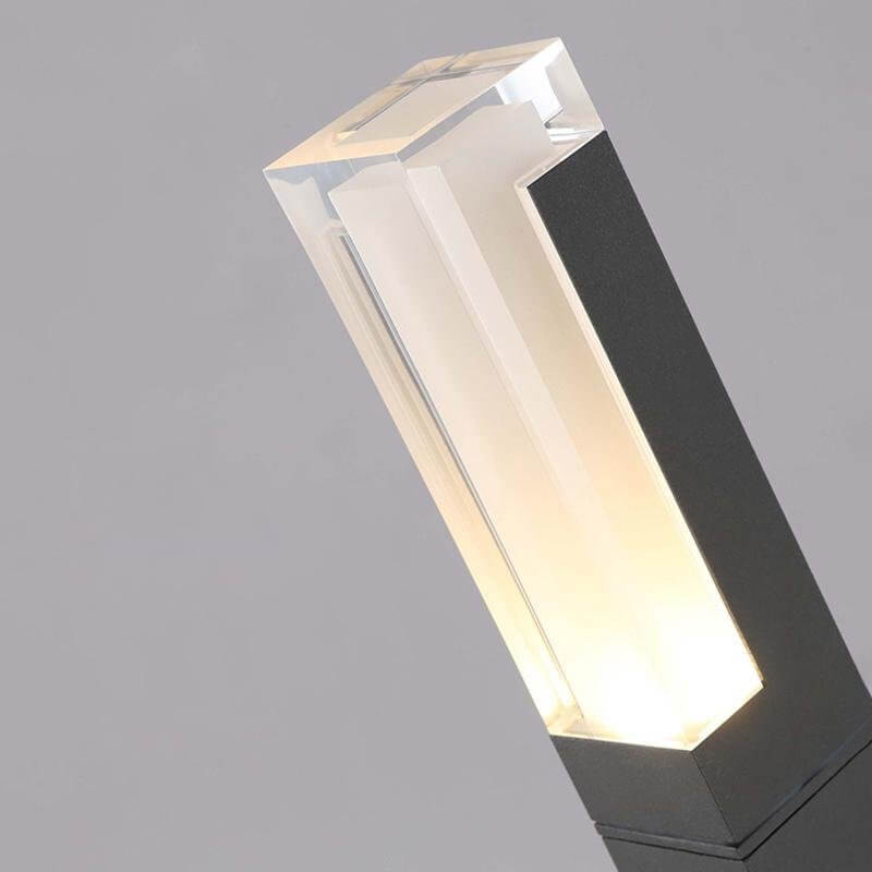 Modern Square LED Pathway Lights, Black Aluminum Outdoor Bollard for Garden & Patio