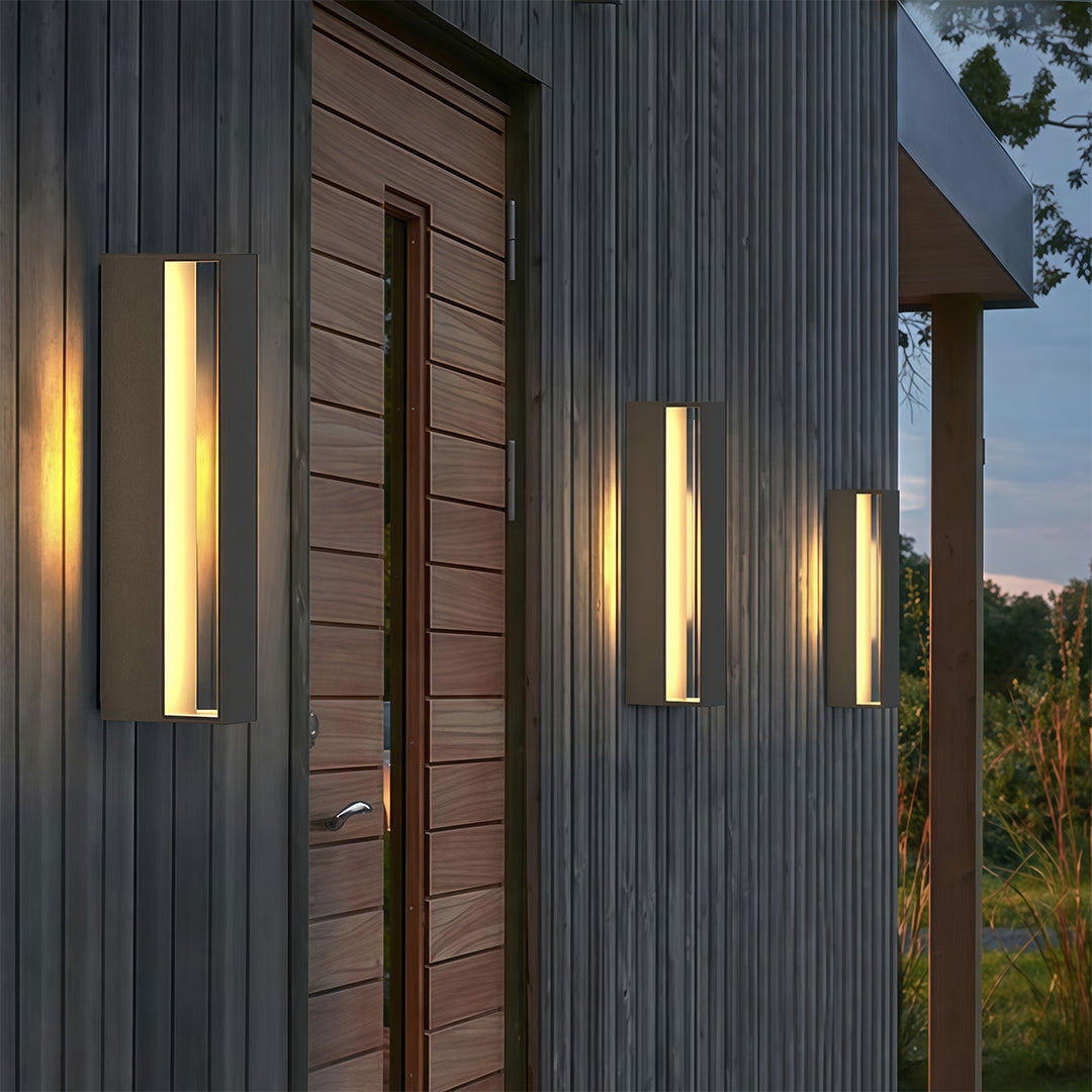 Modern Outdoor Wall Sconce in Matte Black Stainless Steel with Warm LED Light