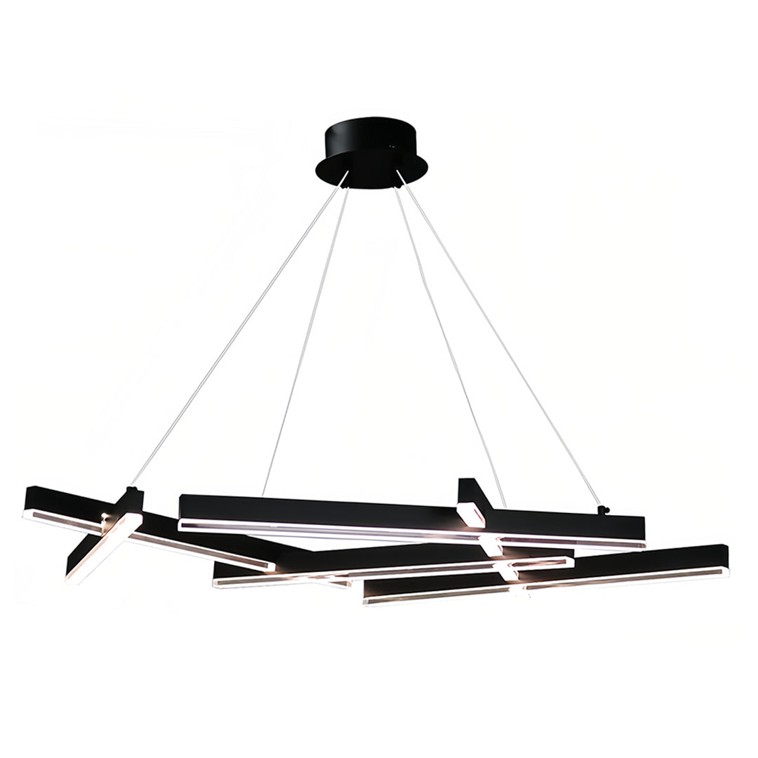 Modern Black Geometric LED Chandelier with Adjustable Hanging