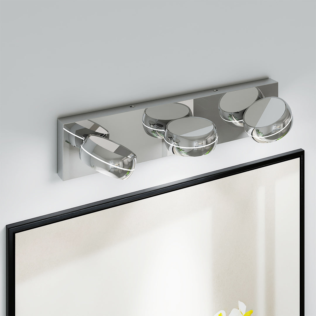 Chrome LED Vanity Light for Bathroom Mirror, Modern Minimalist Wall Mount