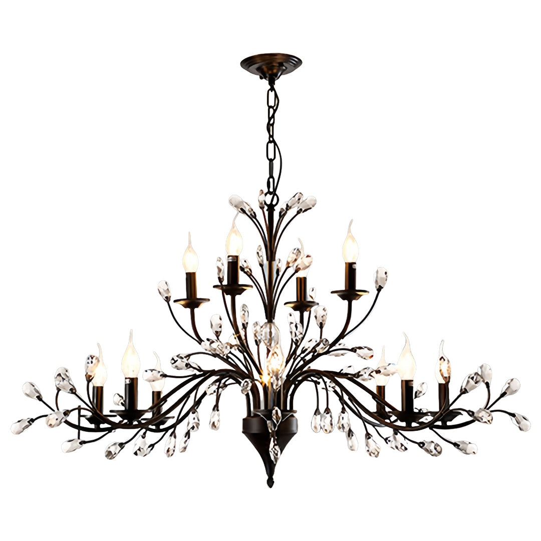 Lumière Cascade Crystal Candle Chandelier with LED Candelabra Bulbs