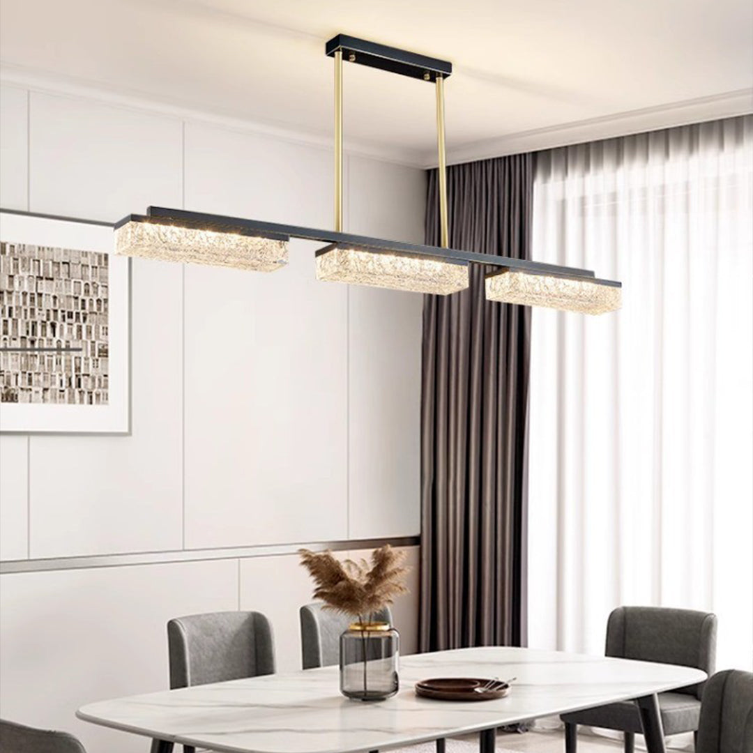 Linear Copper LED Pendant Light for Kitchen Island, 3-Color Adjustable