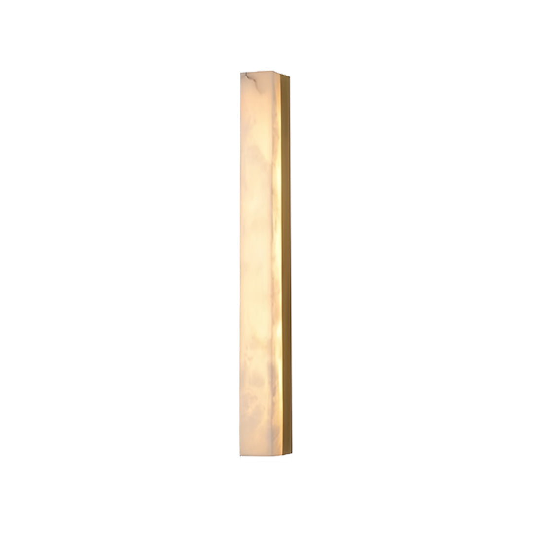 Hammered Copper Linear Wall Sconce with Marble Shade – Modern Minimalist LED Lighting
