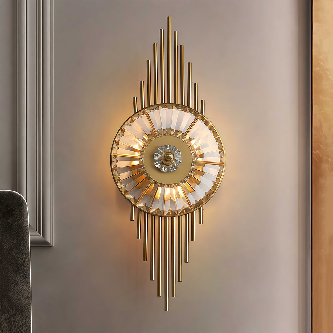 Aurelia Crystal Wall Sconce in Brass Stainless Steel for Modern Interiors