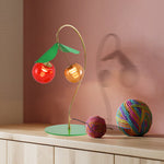 Nordic Cherry Stained Glass LED Table Lamp, Dual-Head Designer Desk Light